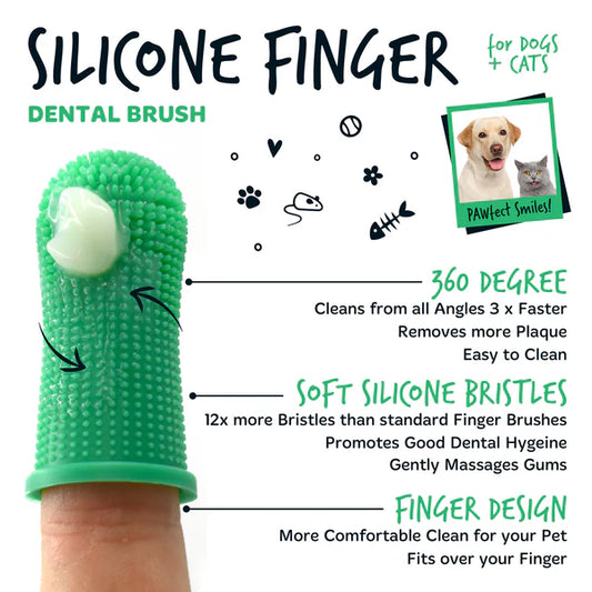Silicone Finger Dental Care Brushes for Dogs & Cats